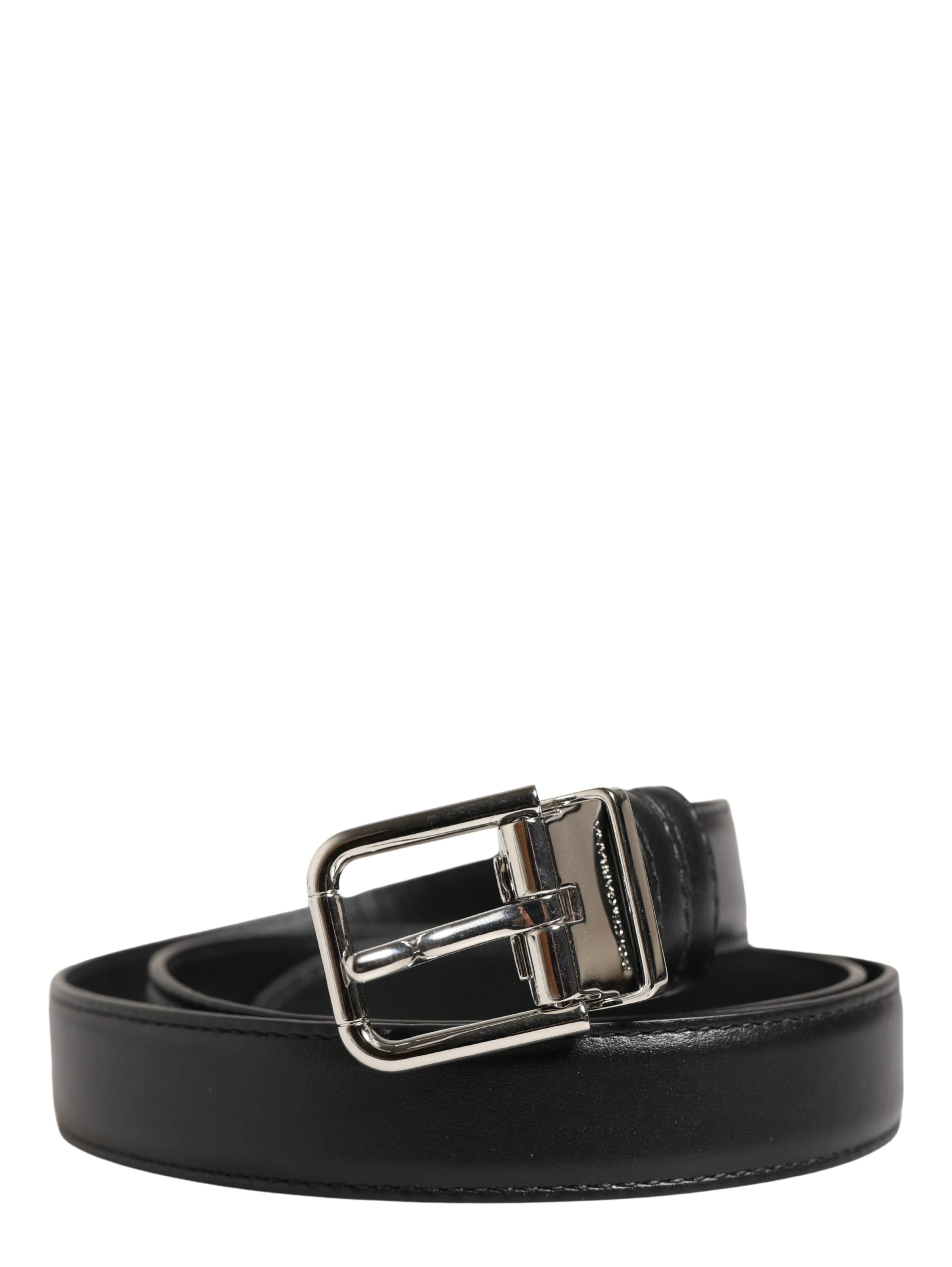 Men Black Classic Leather Metal Buckle Belt