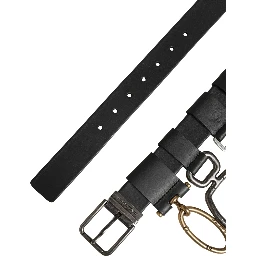 Men Black Classic Leather Metal Buckle Belt