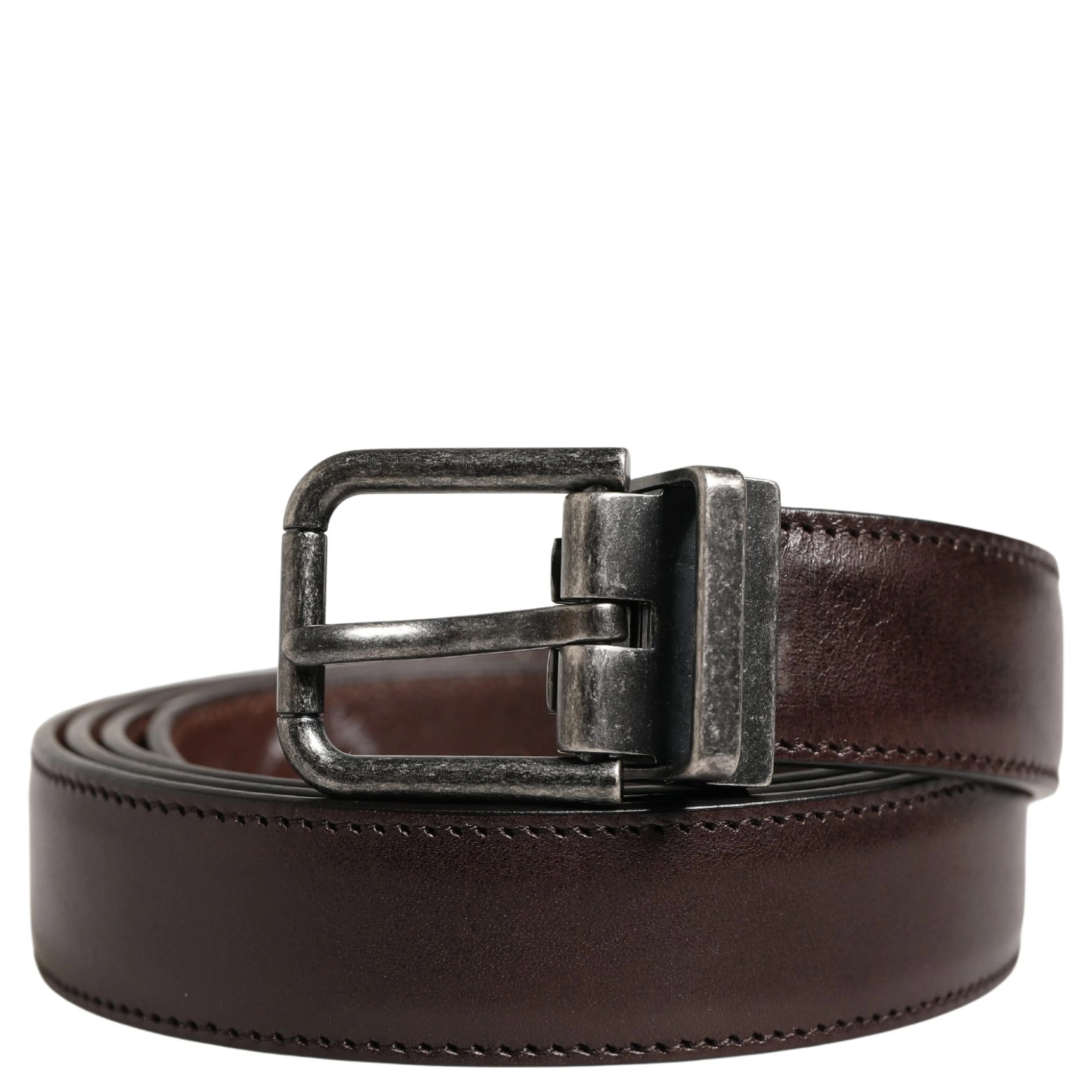 Men Brown Classic Leather Metal Buckle Belt
