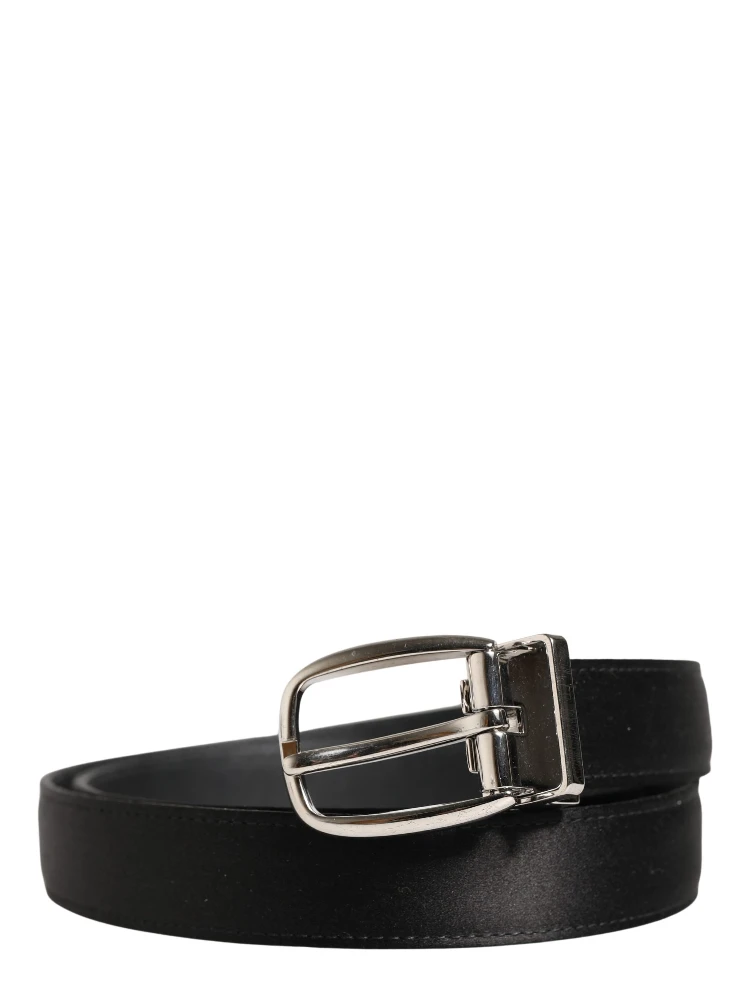 Men Black Classic Leather Metal Buckle Belt