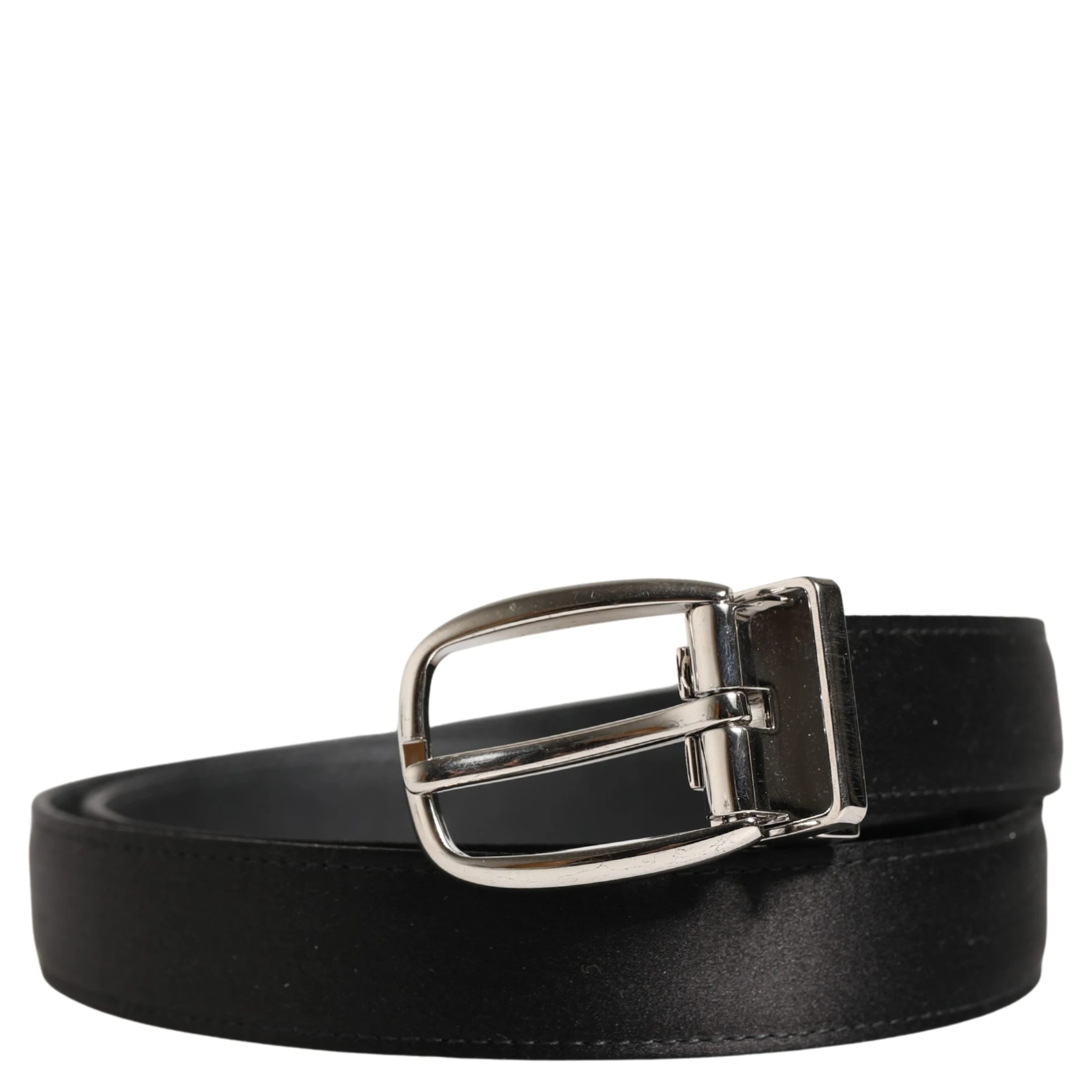 Men Black Classic Leather Metal Buckle Belt