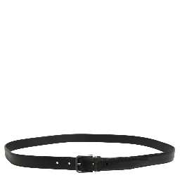 Men Black Classic Leather Metal Buckle Belt