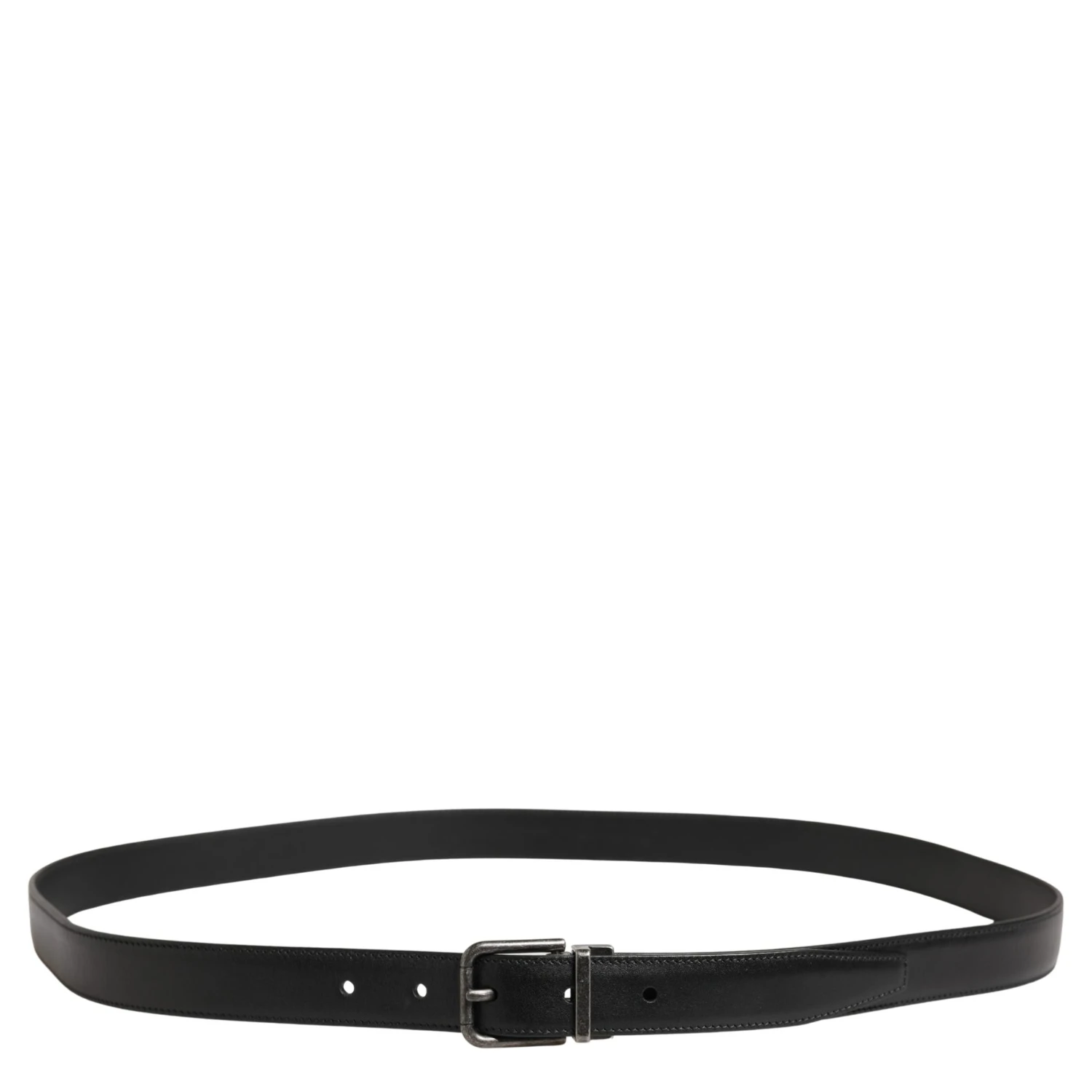 Men Black Classic Leather Metal Buckle Belt