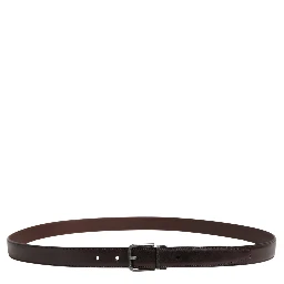 Men Brown Classic Leather Metal Buckle Belt