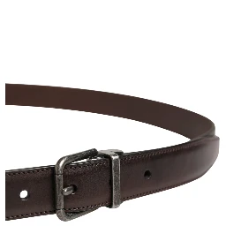 Men Brown Classic Leather Metal Buckle Belt