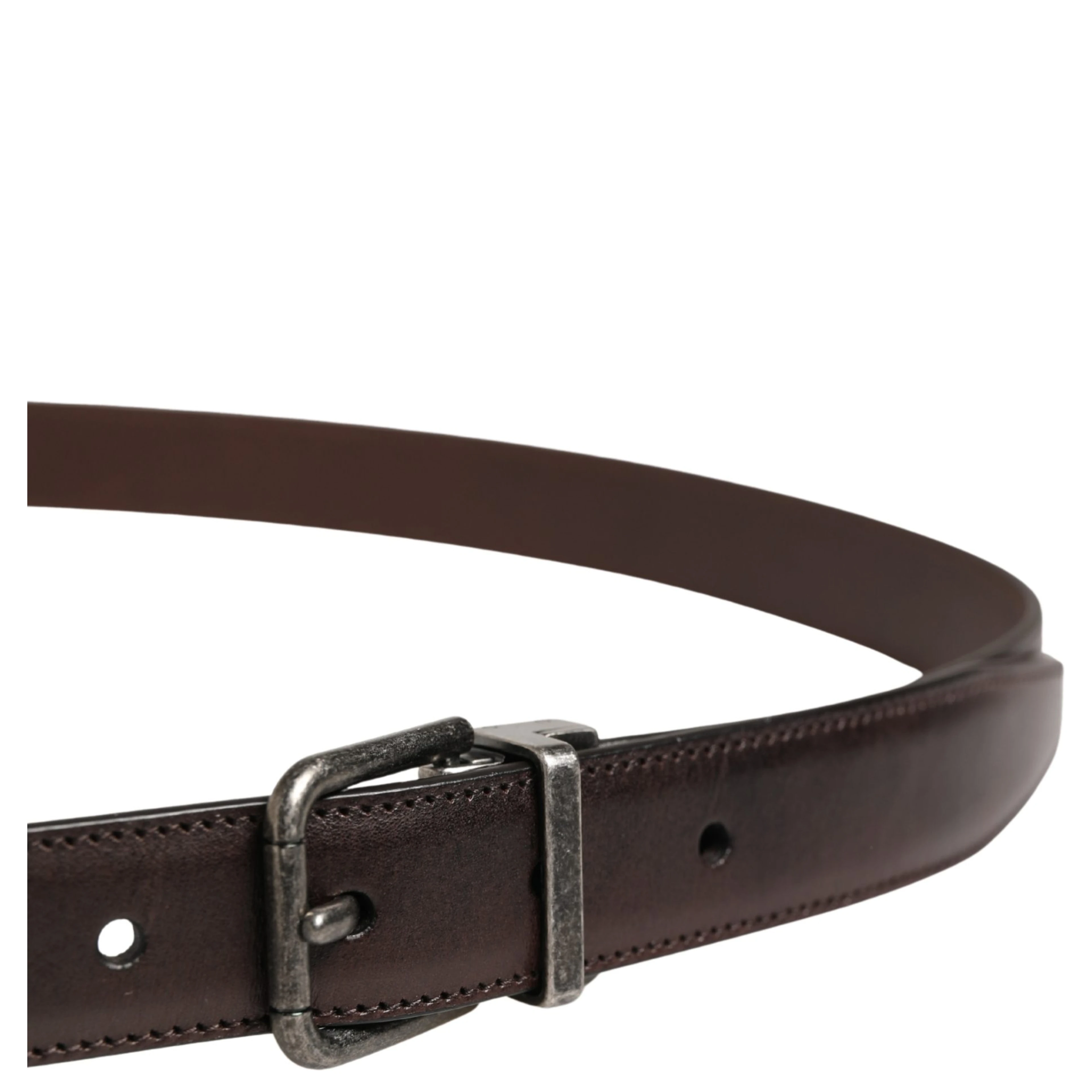 Men Brown Classic Leather Metal Buckle Belt