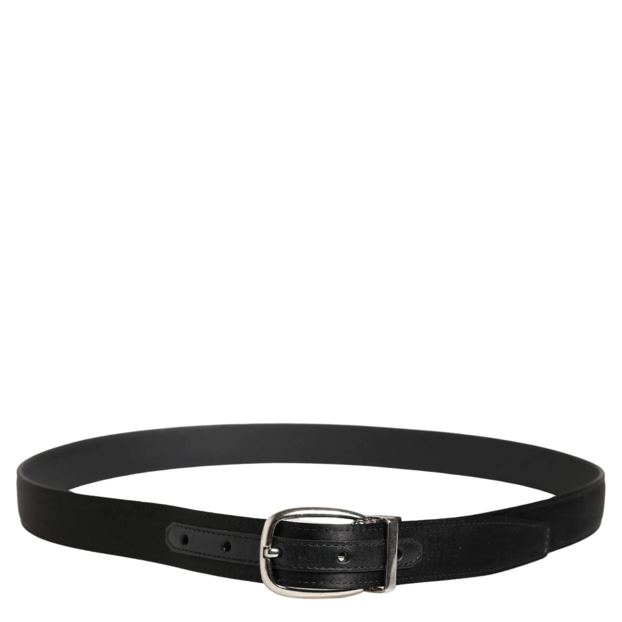 Men Black Classic Leather Metal Buckle Belt