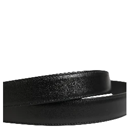 Men Black Classic Leather Metal Buckle Belt