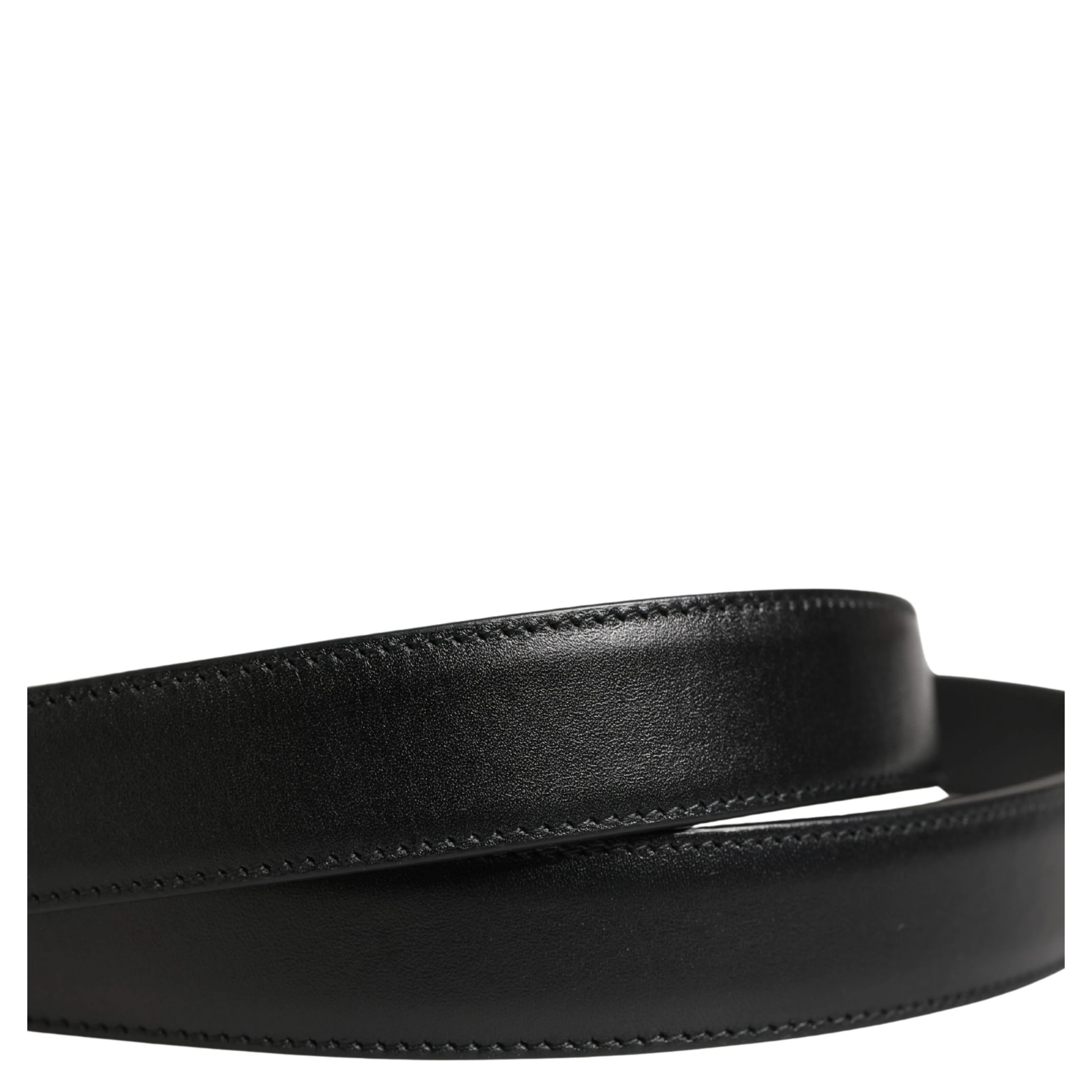 Men Black Classic Leather Metal Buckle Belt