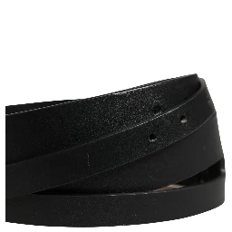 Black Double Strap Leather Silver Buckle Belt