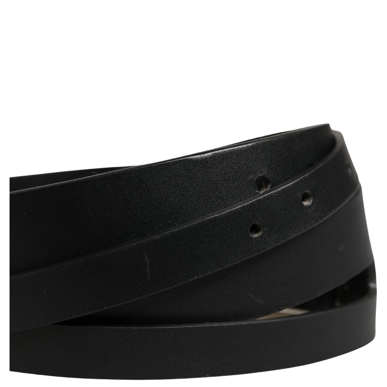 Black Double Strap Leather Silver Buckle Belt