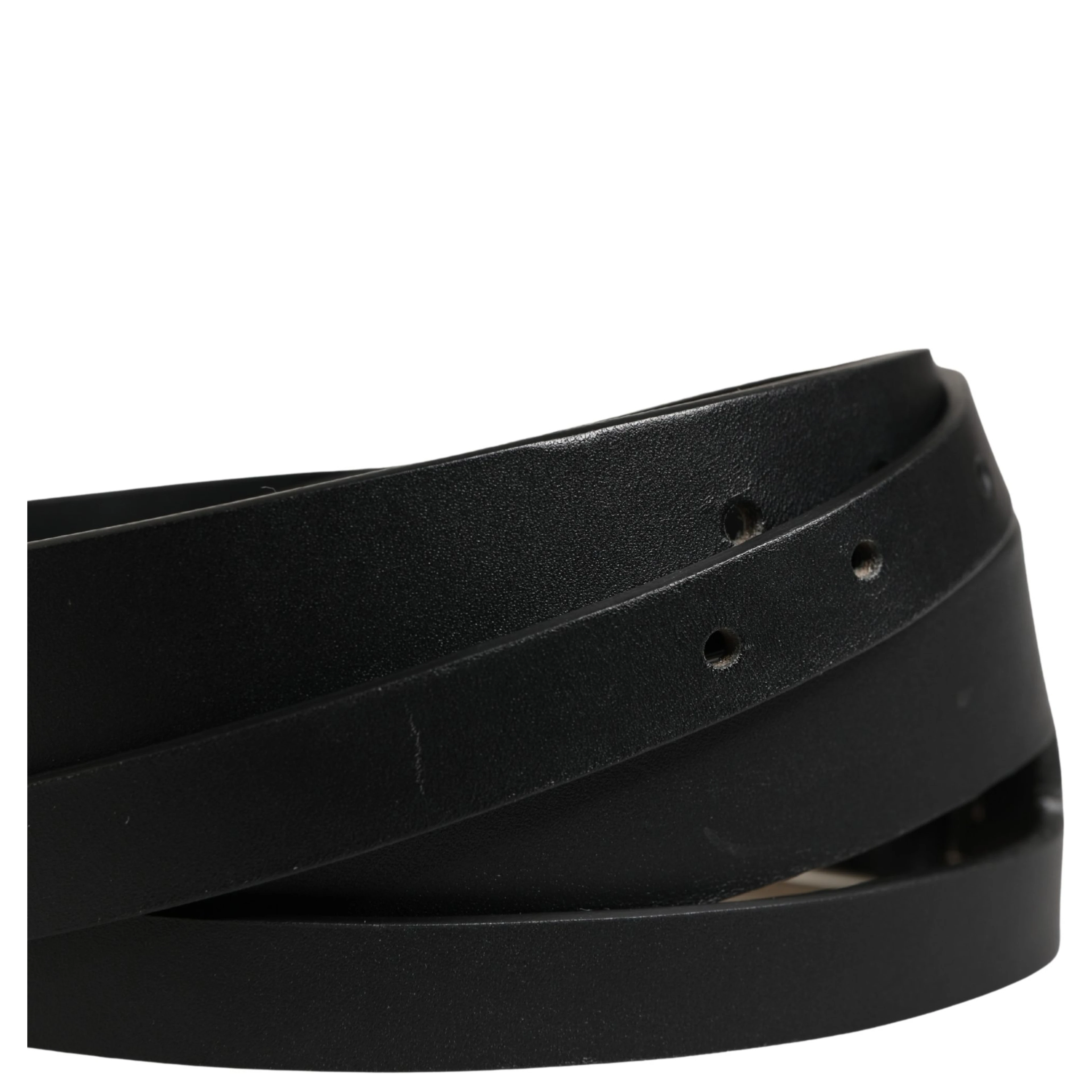 Black Double Strap Leather Silver Buckle Belt