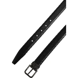 Men Black Classic Leather Metal Buckle Belt