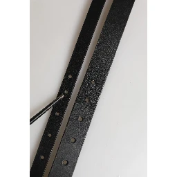 Black Double Strap Leather Silver Buckle Belt