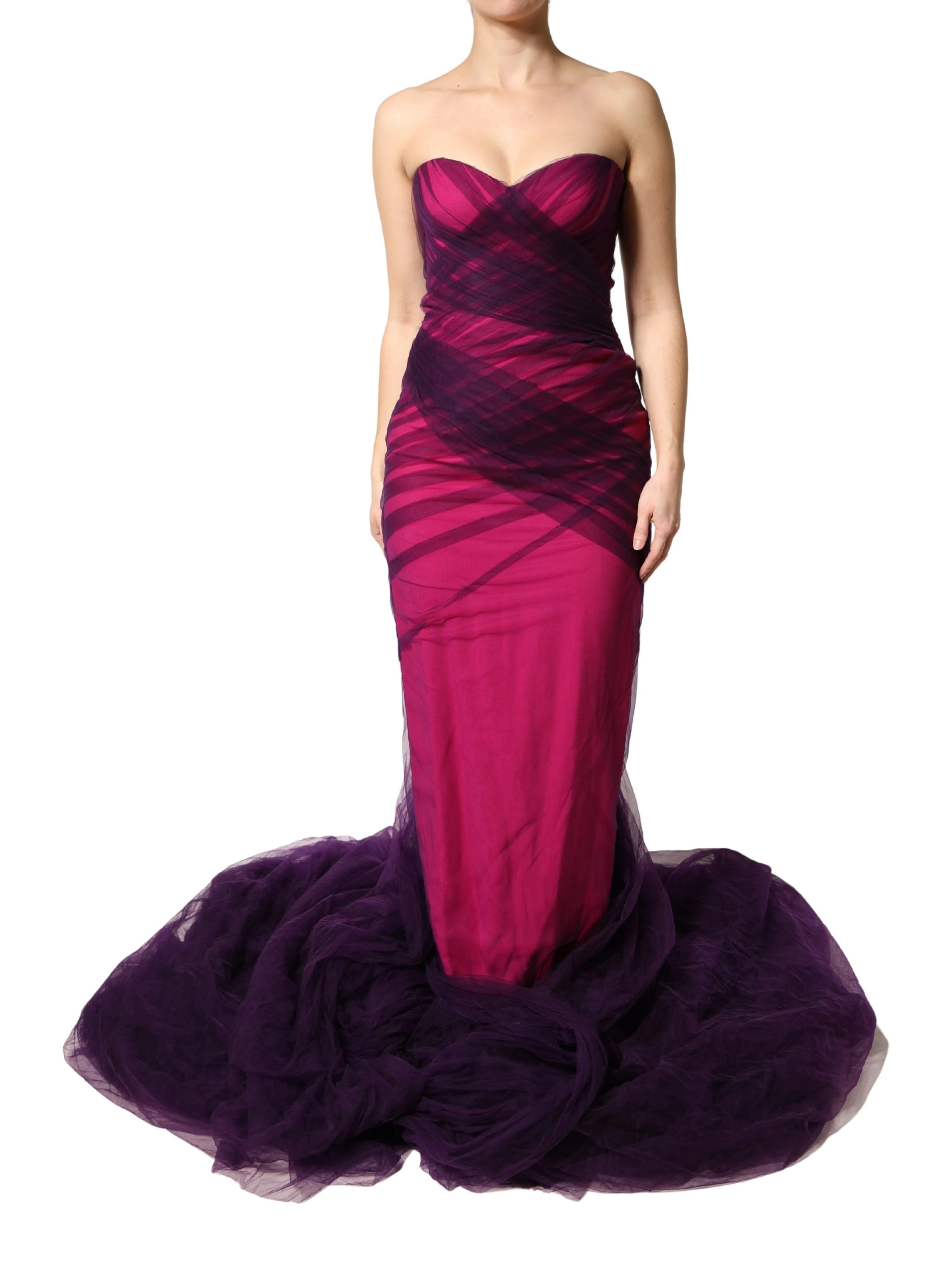 Pink Black Strapless Sheath Mermaid  Dress
