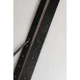 Black Double Strap Leather Silver Buckle Belt