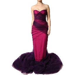 Pink Black Strapless Sheath Mermaid  Dress