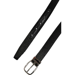 Men Black Classic Leather Metal Buckle Belt