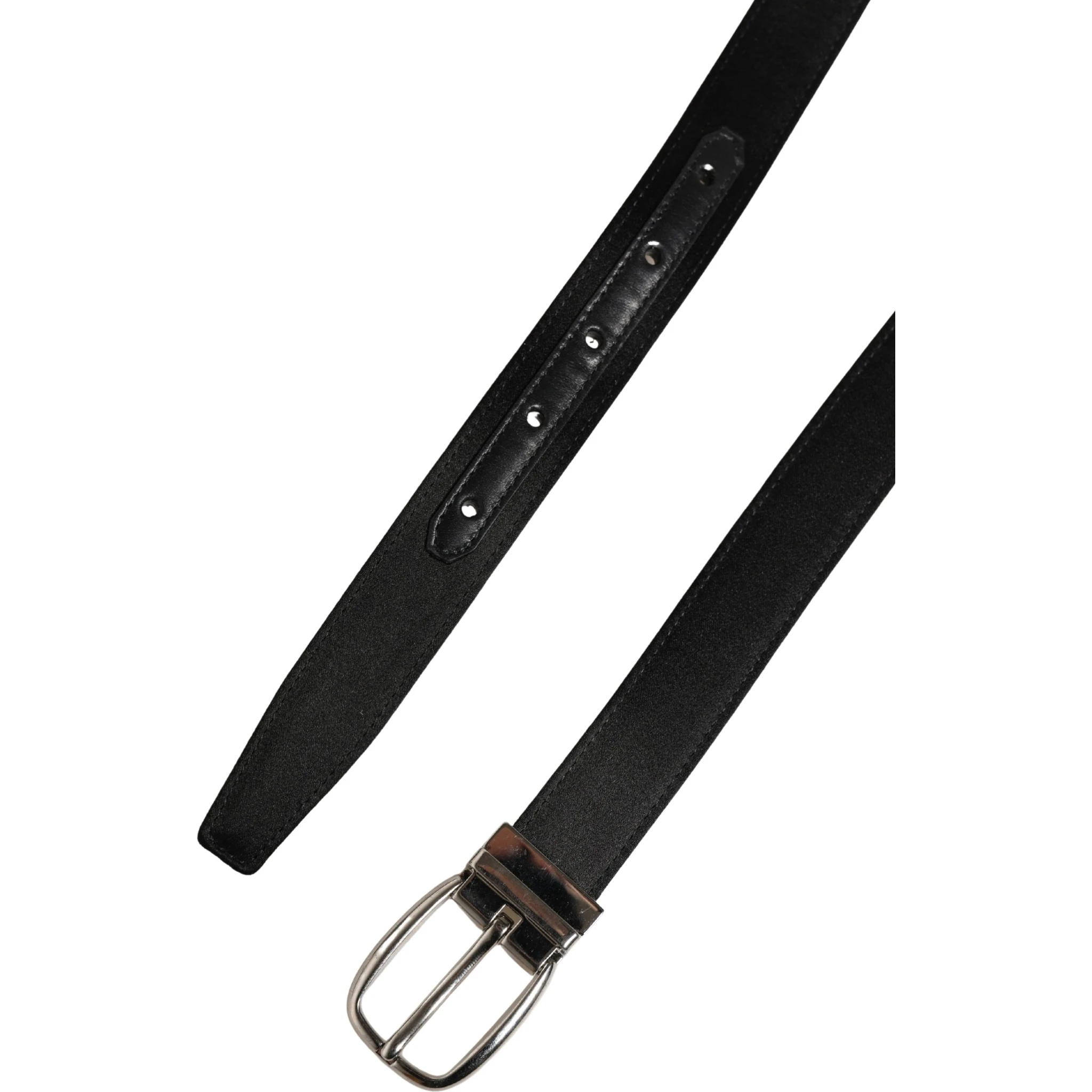 Men Black Classic Leather Metal Buckle Belt