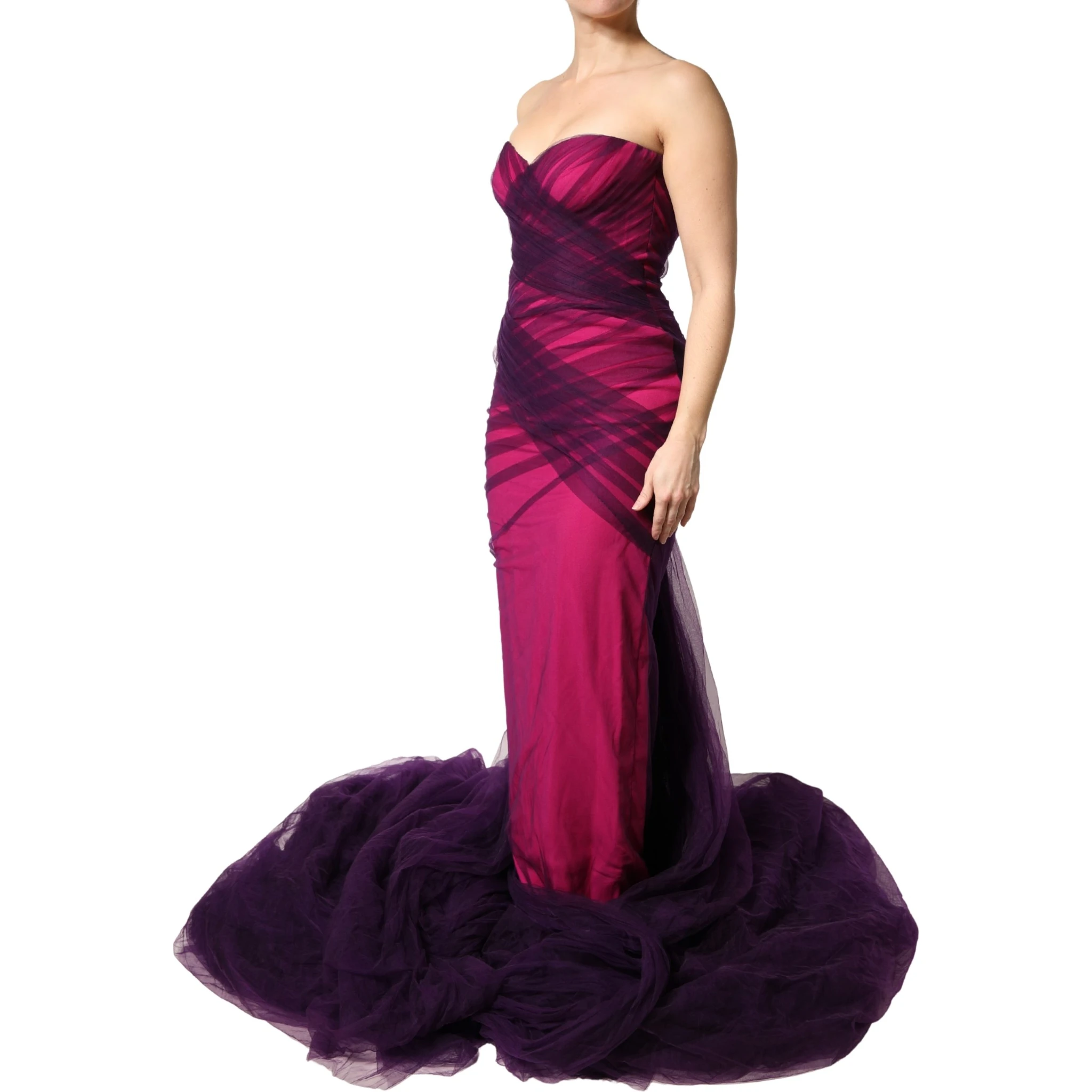 Pink Black Strapless Sheath Mermaid  Dress