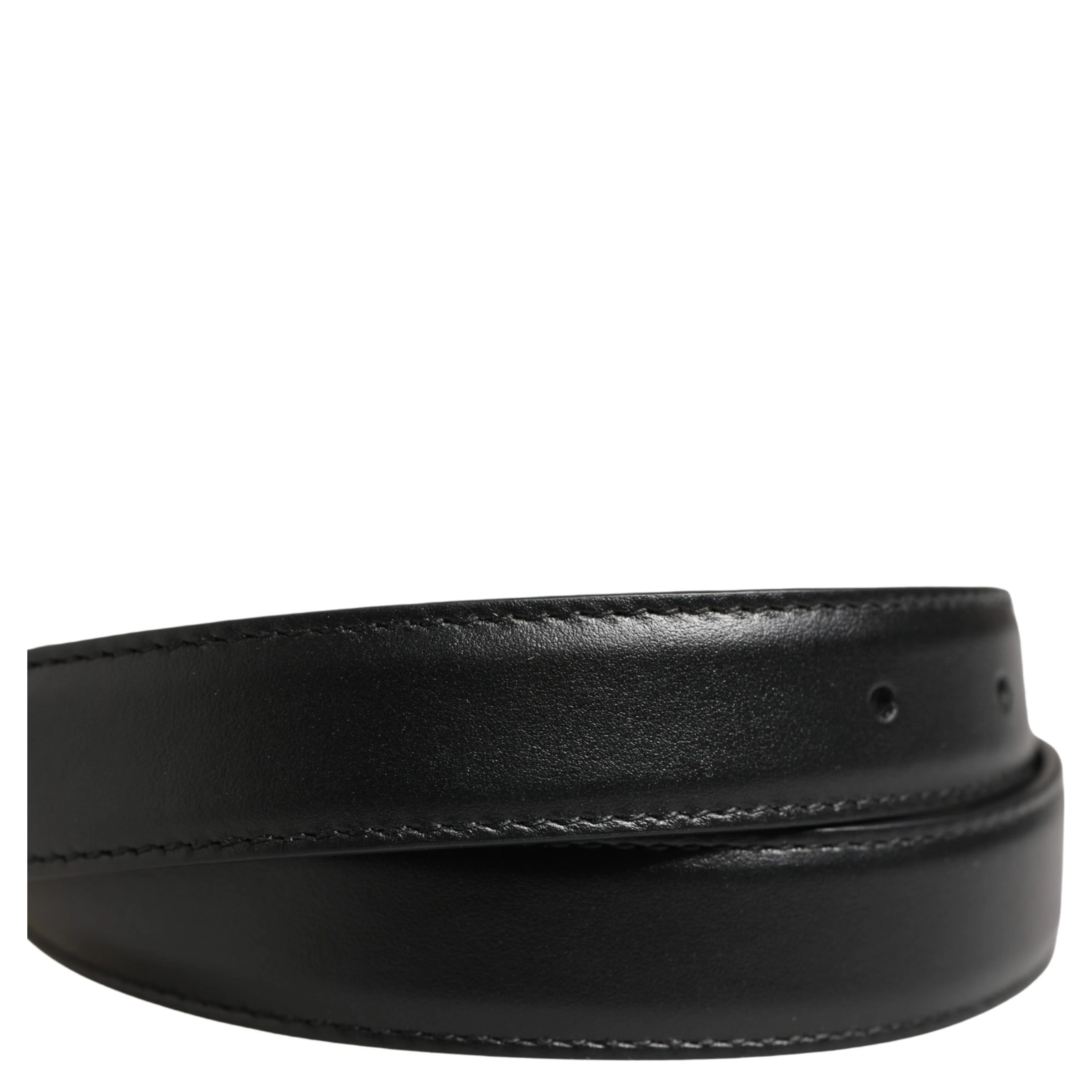 Men Black Classic Leather Metal Buckle Belt