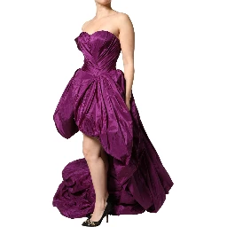 Purple Strapless A-line Asymmetric Dress