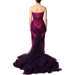 Pink Black Strapless Sheath Mermaid  Dress