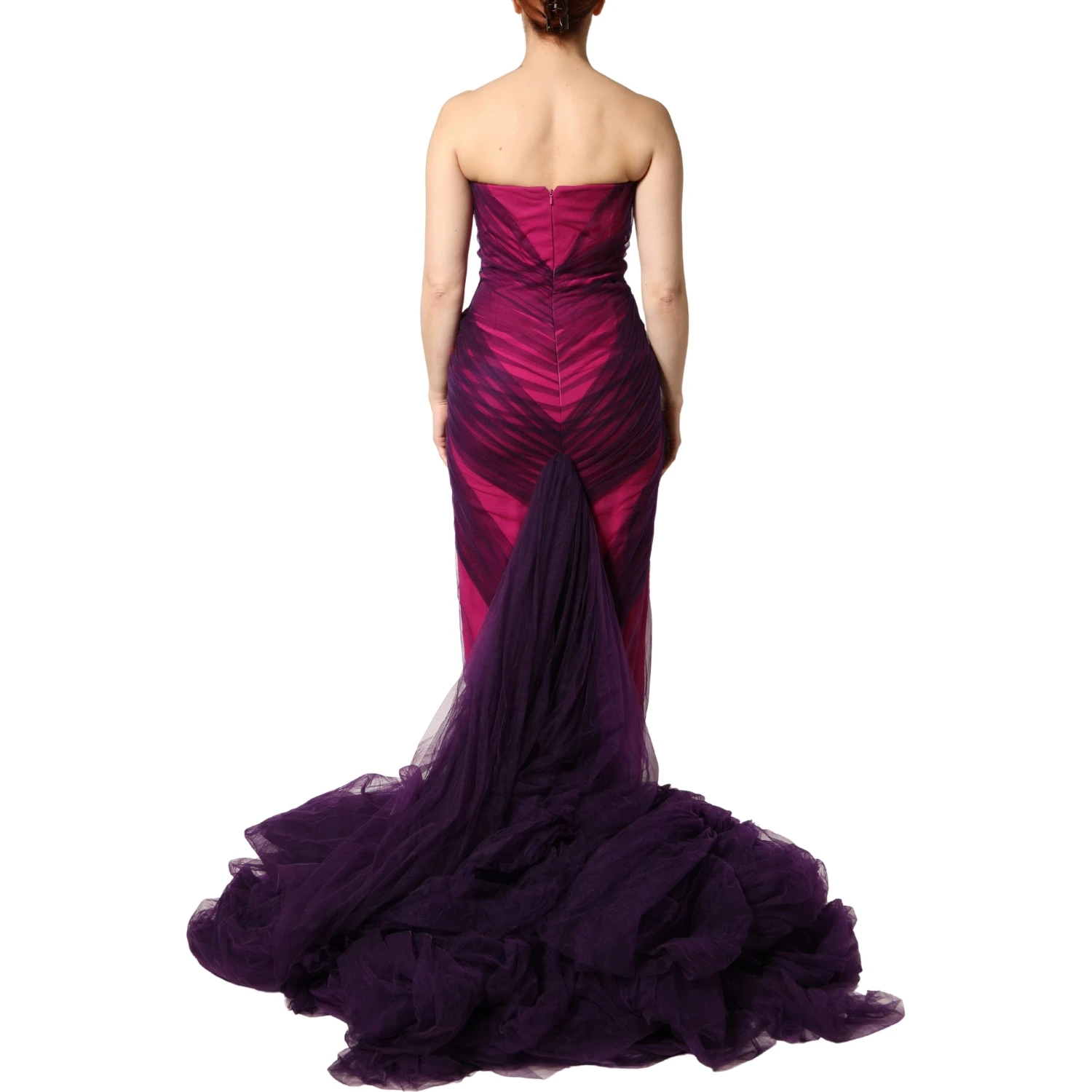 Pink Black Strapless Sheath Mermaid  Dress