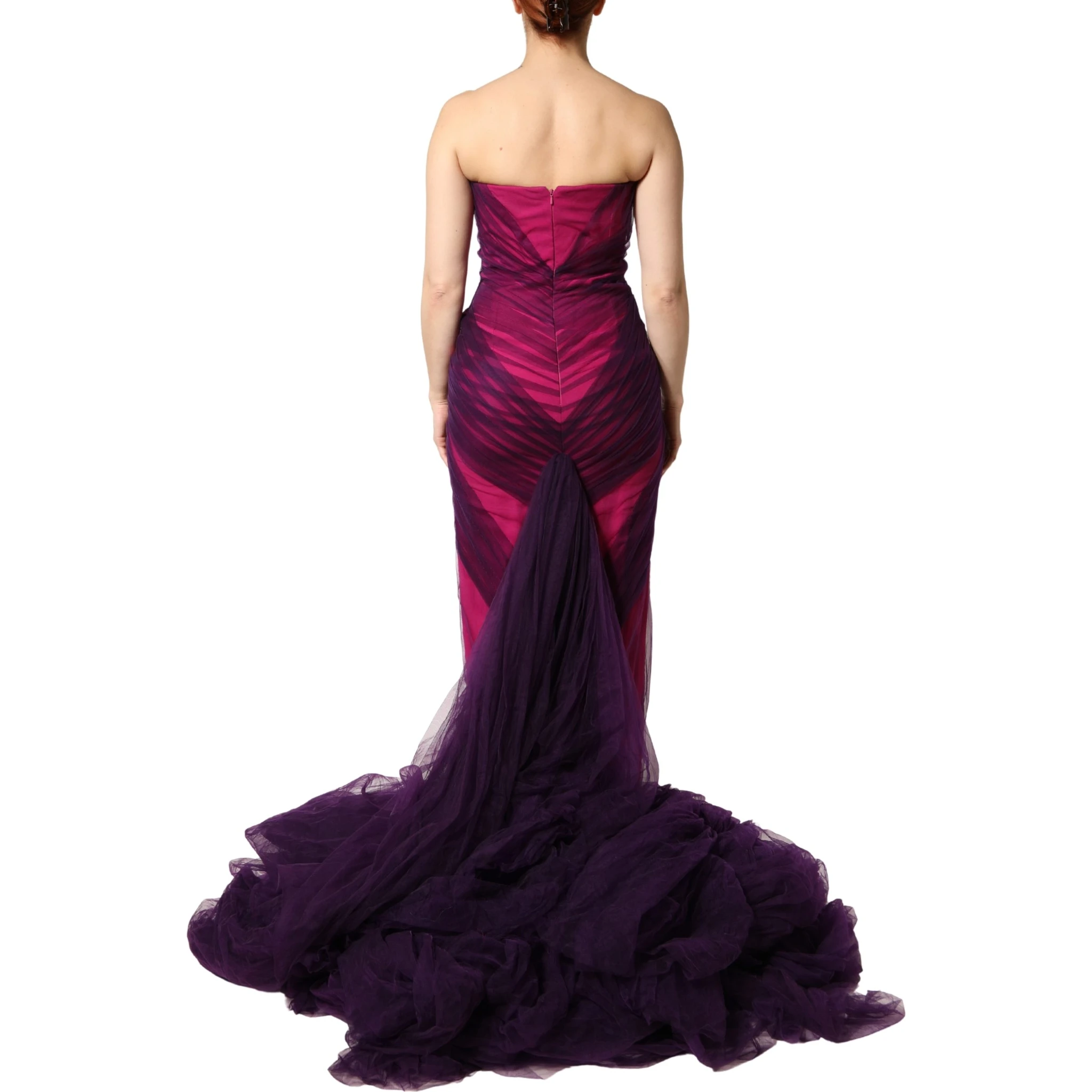Pink Black Strapless Sheath Mermaid  Dress