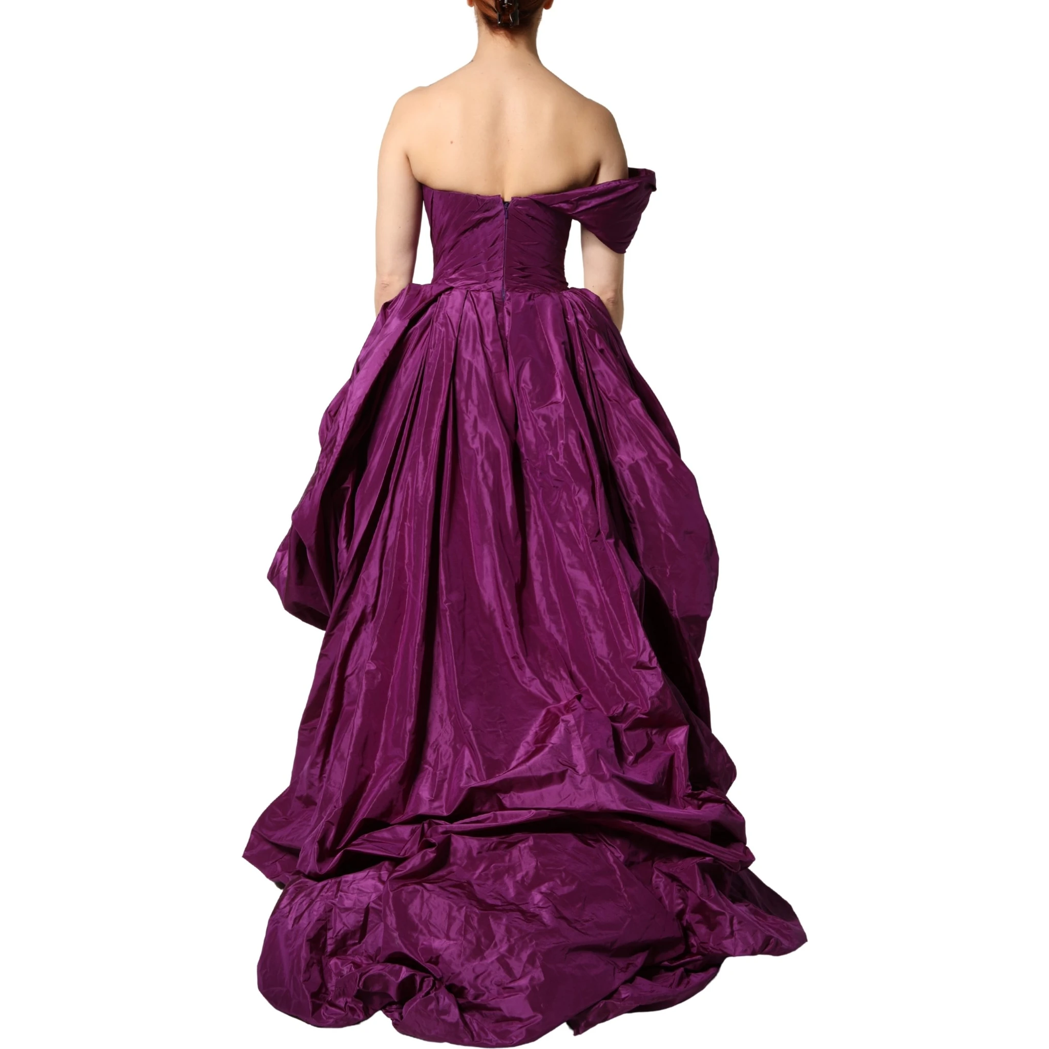 Purple Strapless A-line Asymmetric Dress