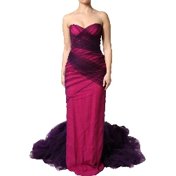 Pink Black Strapless Sheath Mermaid  Dress