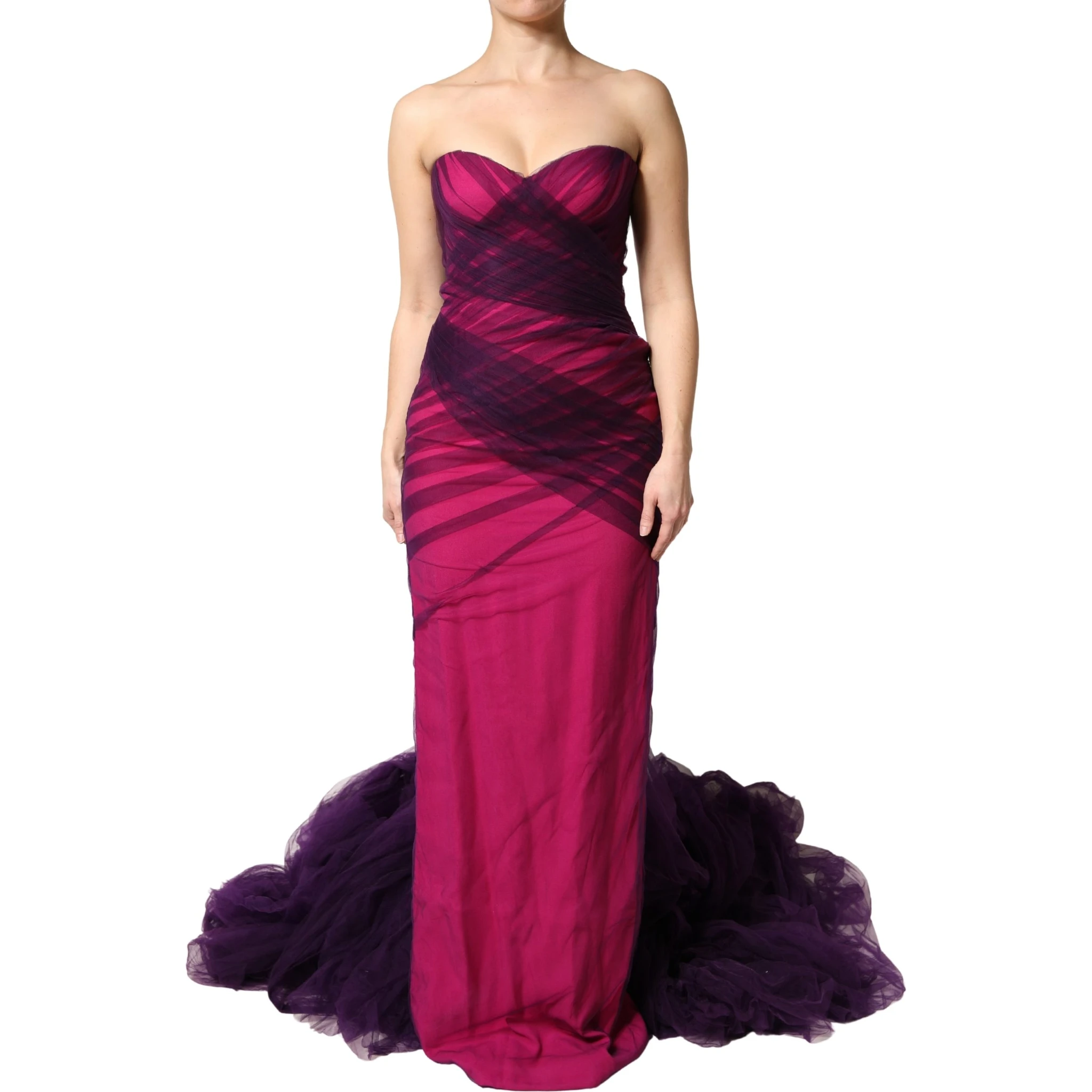 Pink Black Strapless Sheath Mermaid  Dress