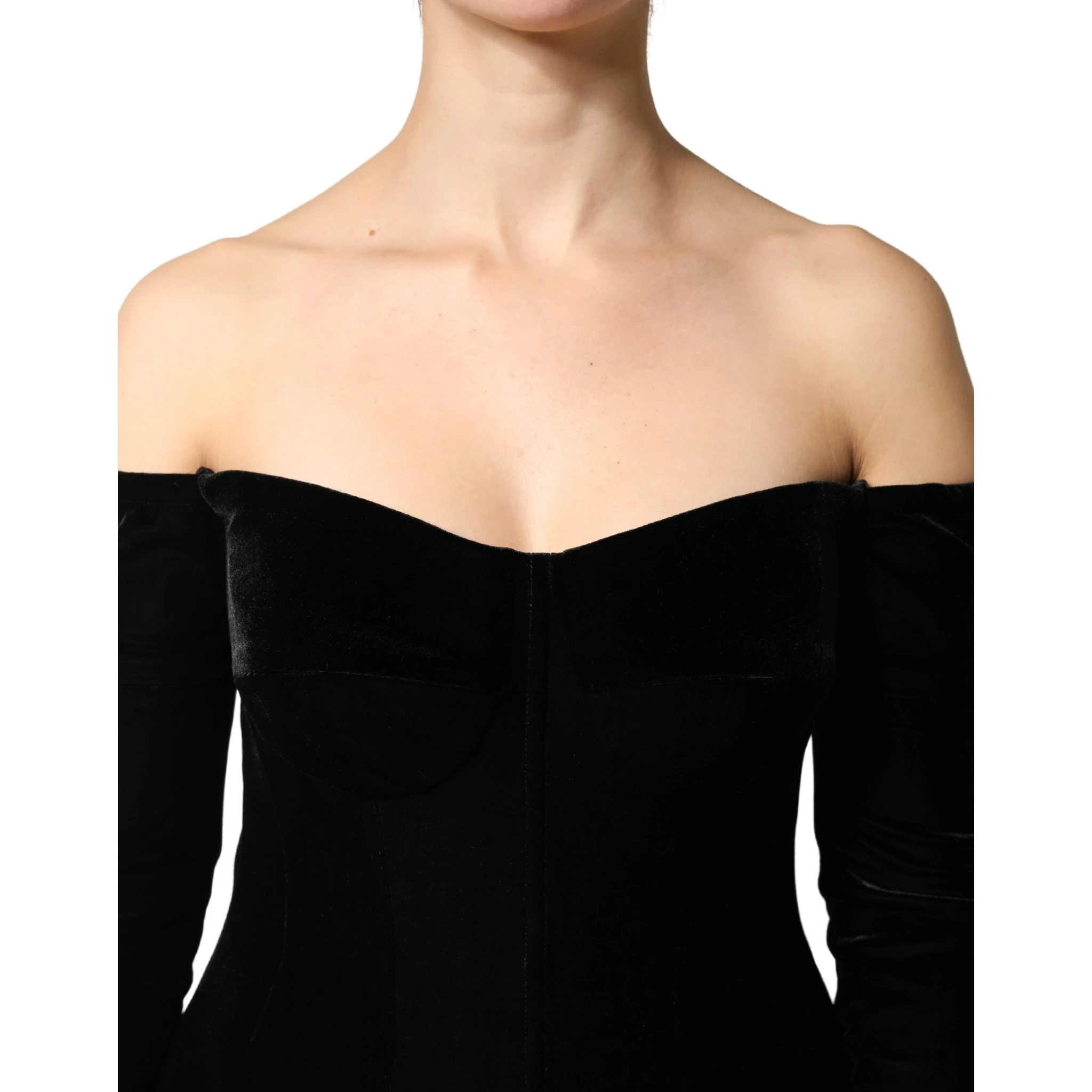 Black Off Shoulder Bodycon Long Gown Dress