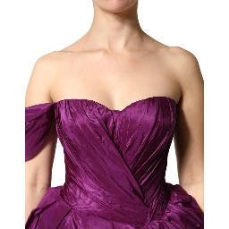 Purple Strapless A-line Asymmetric Dress