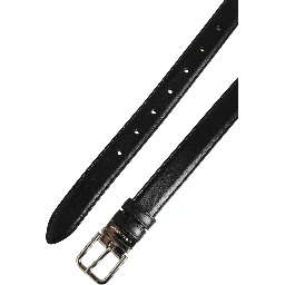 Men Black Classic Leather Metal Buckle Belt