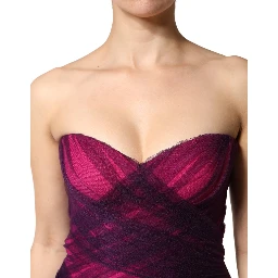 Pink Black Strapless Sheath Mermaid  Dress