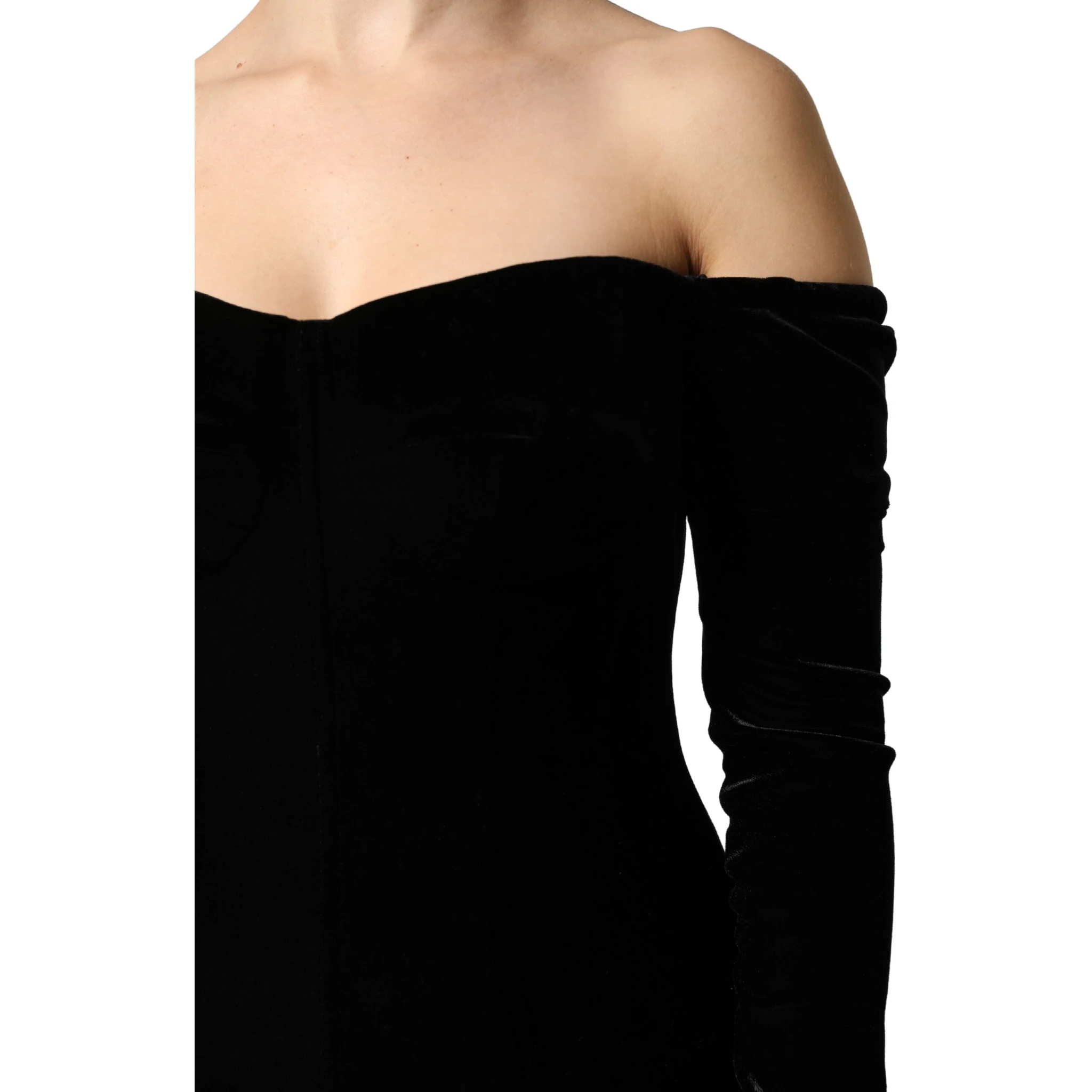 Black Off Shoulder Bodycon Long Gown Dress