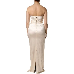 White Satin Strapless Sheath Maxi Dress