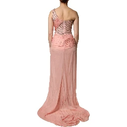 Pink Embellished One Shoulder Maxi Dress