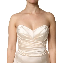 White Satin Strapless Sheath Maxi Dress