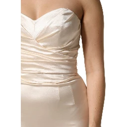 White Satin Strapless Sheath Maxi Dress