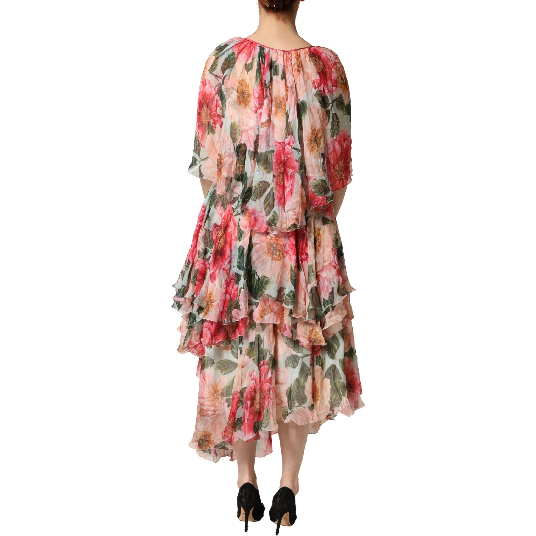 Multicolor Floral Silk Layered Maxi Dress