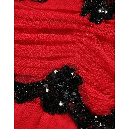 Red Mesh Trim Bodycon Sheath Midi Dress