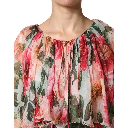 Multicolor Floral Silk Layered Maxi Dress