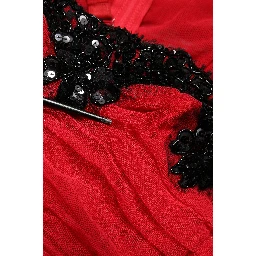 Red Mesh Trim Bodycon Sheath Midi Dress