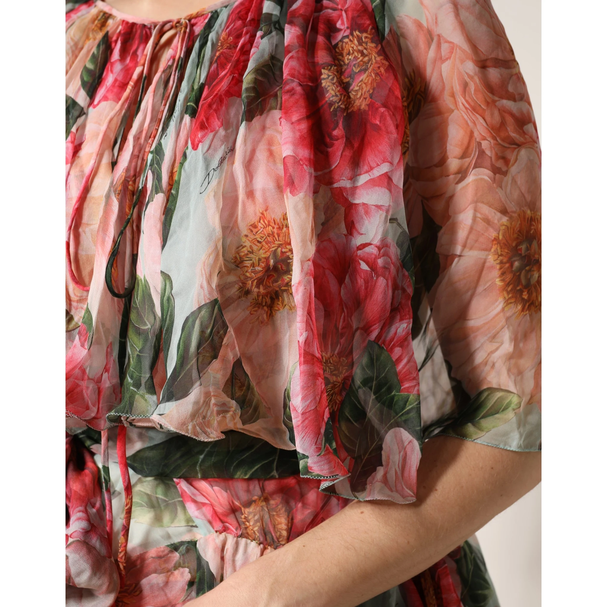 Multicolor Floral Silk Layered Maxi Dress