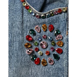 Blue Embellished Loose Cotton Men Denim Jeans