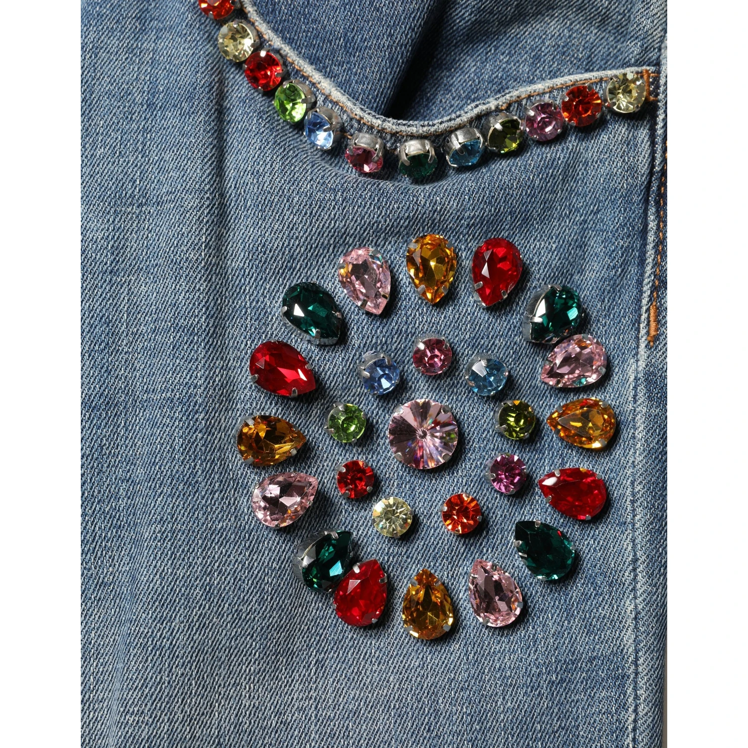 Blue Embellished Loose Cotton Men Denim Jeans