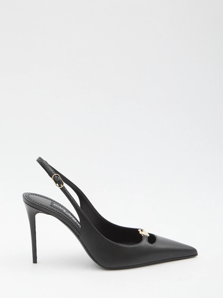 Slingback pumps in silk nappa