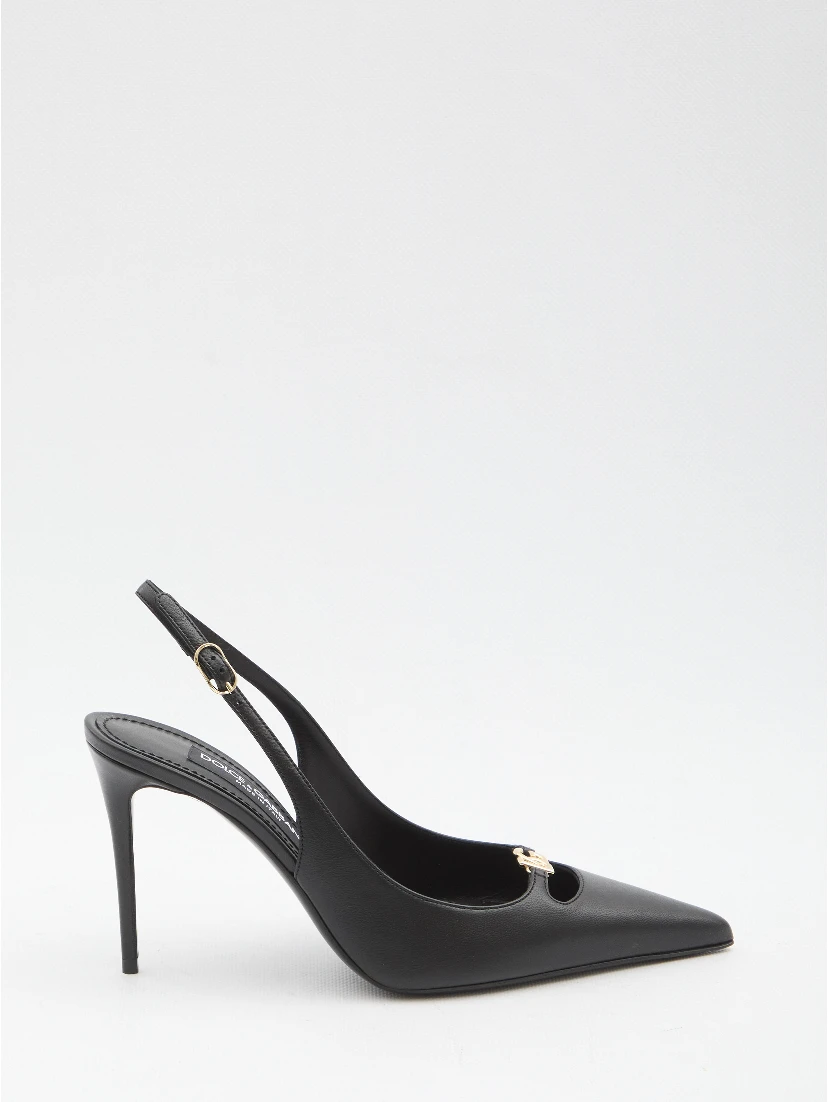 Slingback pumps in silk nappa